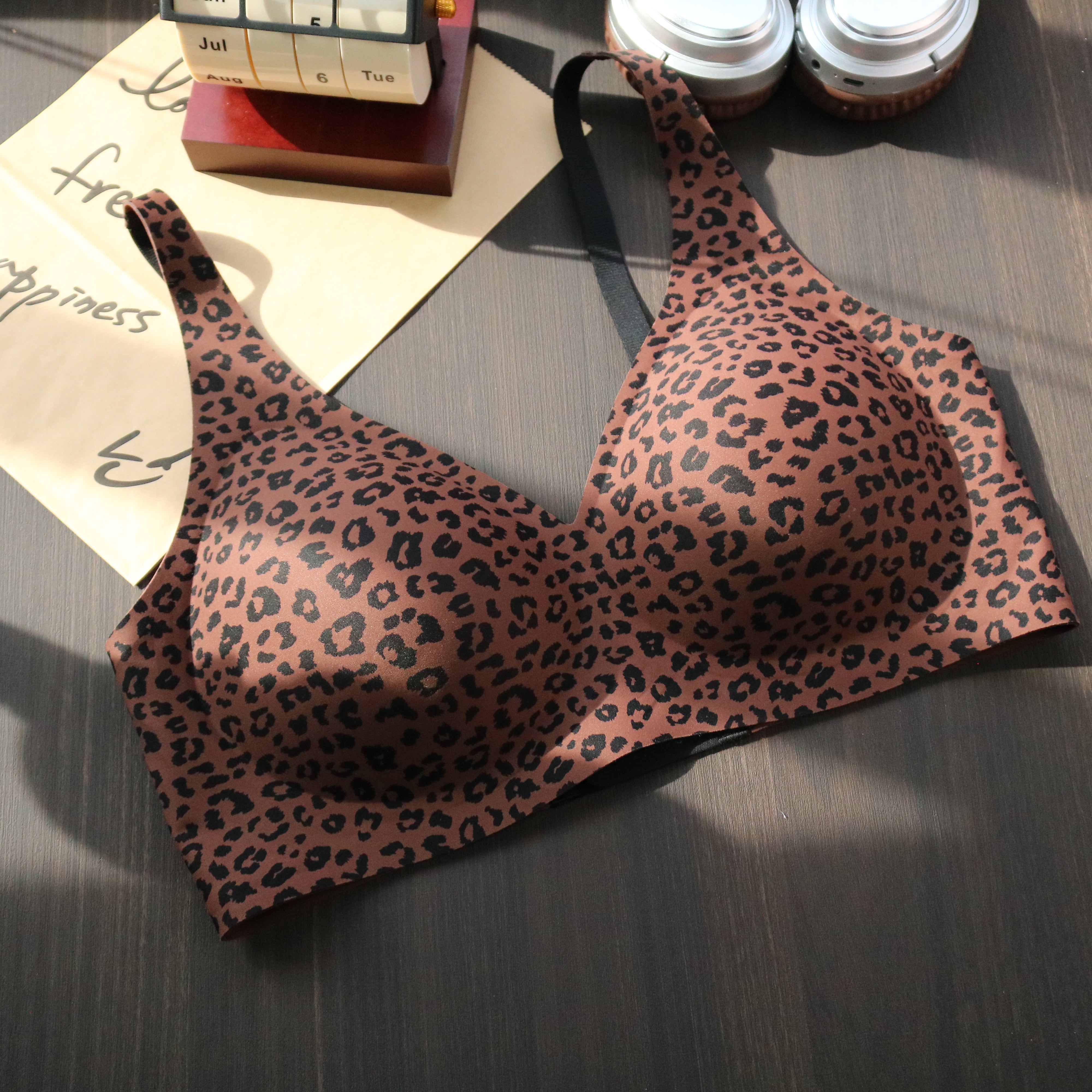 Chocolate Leopard Print Jelly Bra