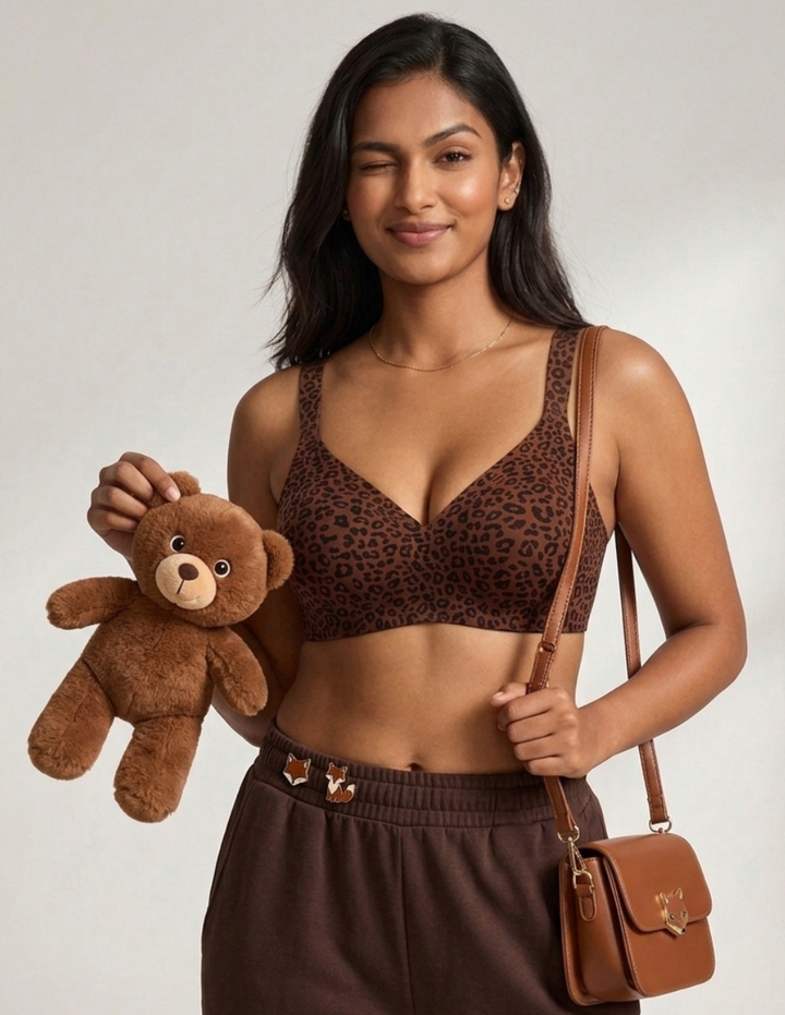 Chocolate Leopard Print Jelly Bra