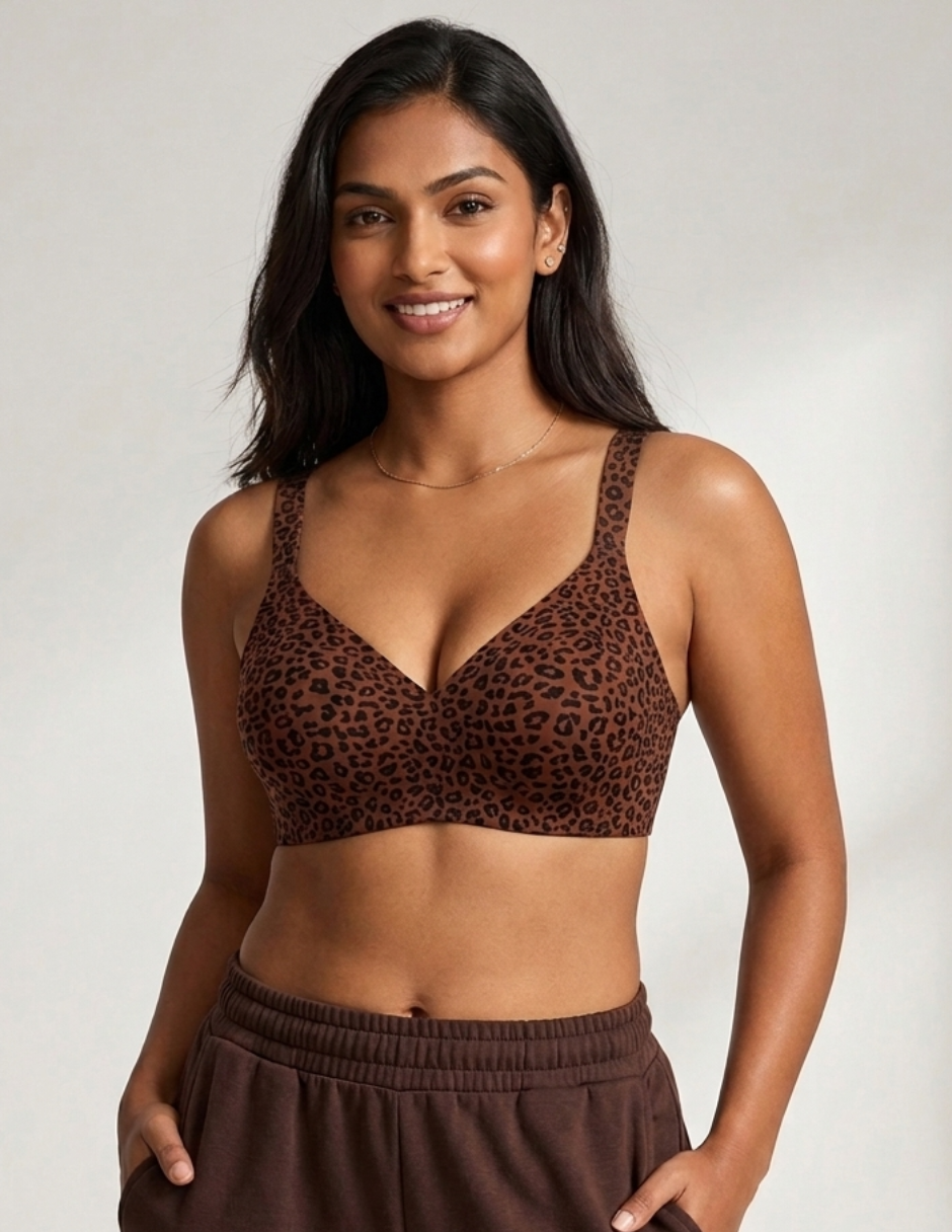Chocolate Leopard Print Jelly Bra