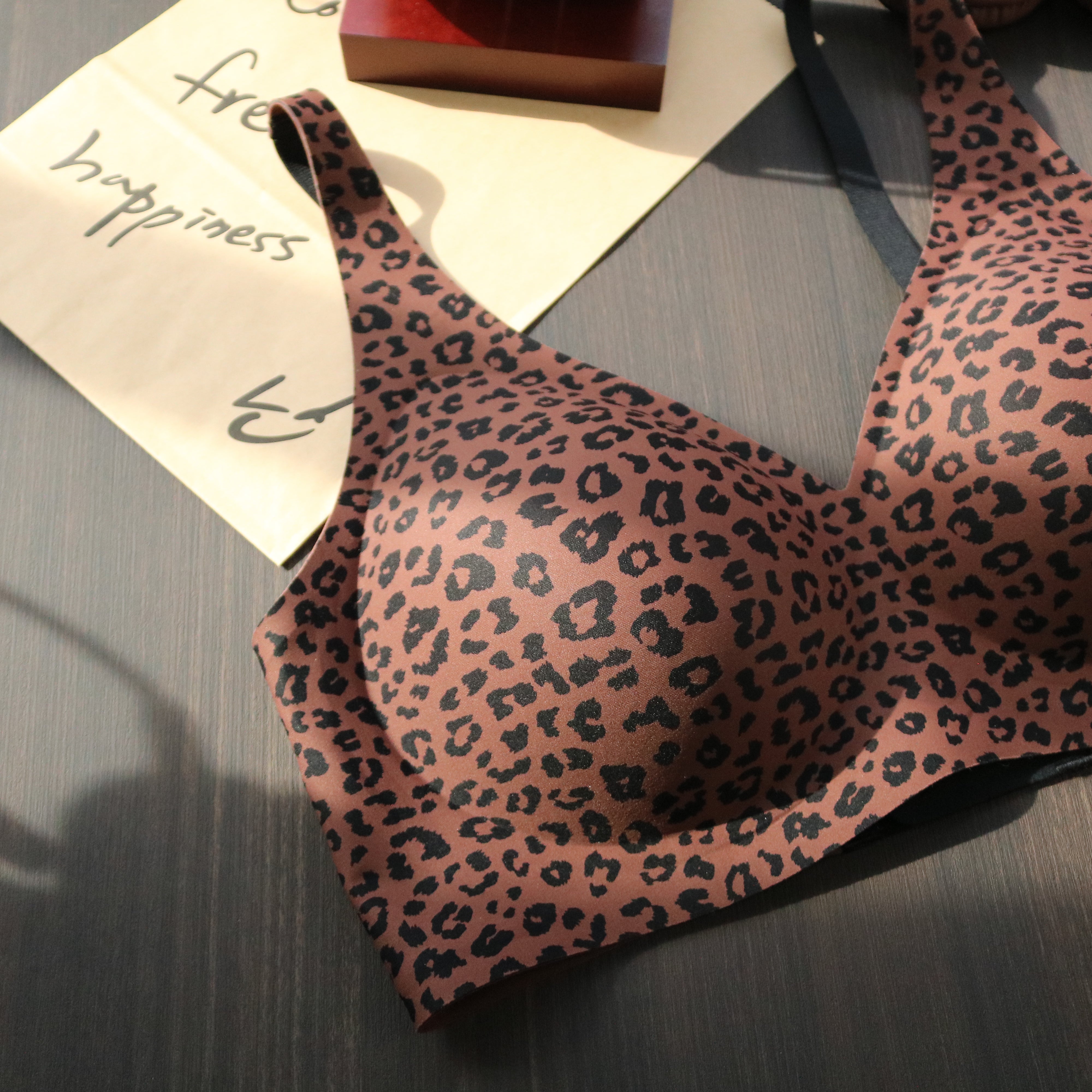 Chocolate Leopard Print Jelly Bra