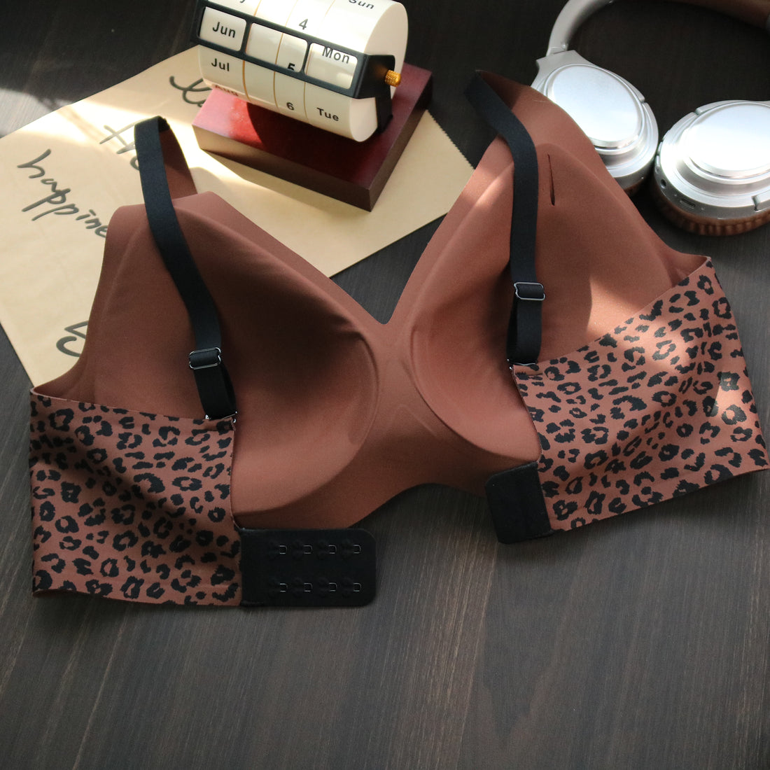 Chocolate Leopard Print Jelly Bra